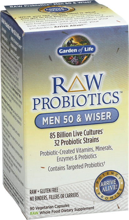 Raw Probiotics, Men 50 and Wiser, 90 cap