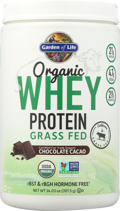 Organic Whey Protein, Grass Fed, Chocolate, 396 g