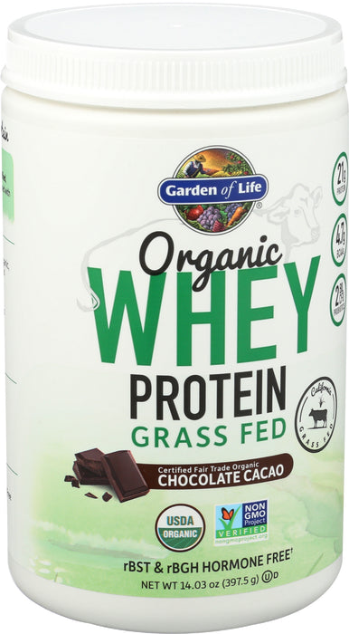 Organic Whey Protein, Grass Fed, Chocolate, 396 g