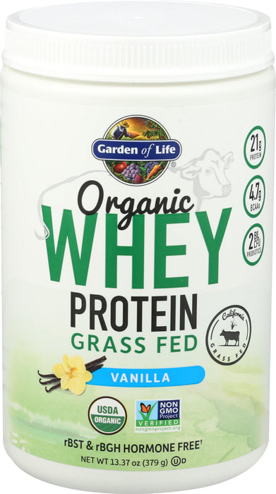 Organic Whey Protein, Grass Fed, Vanilla, 378 g