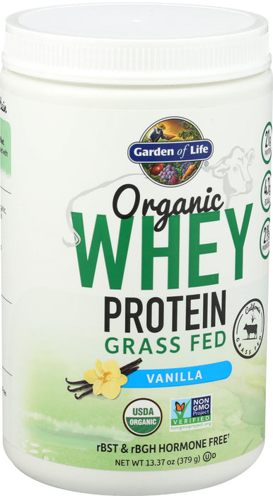 Organic Whey Protein, Grass Fed, Vanilla, 378 g