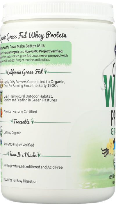 Organic Whey Protein, Grass Fed, Vanilla, 378 g