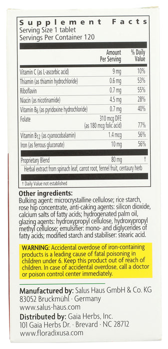 Floradix Iron + Herb Tablets, 120 tab