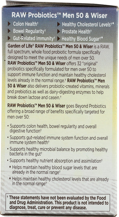 Raw Probiotics, Men 50 and Wiser, 90 cap