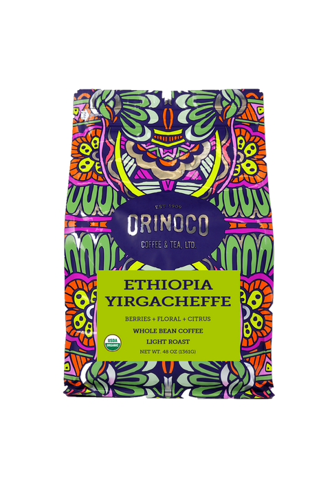 Ethiopia Yirgacheffe Light Roast Whole Bean Coffee, FT Org, 12 oz