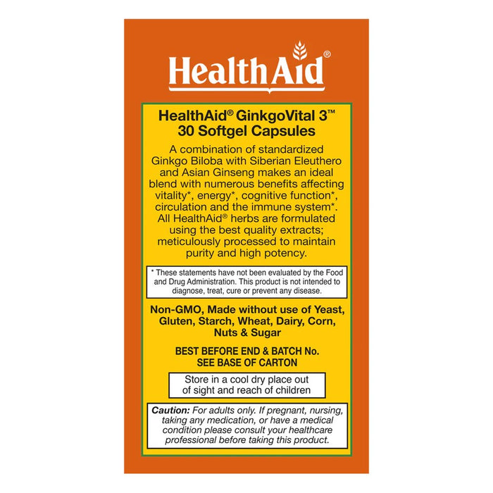 Ginkgo Vital 3™, 30 cap