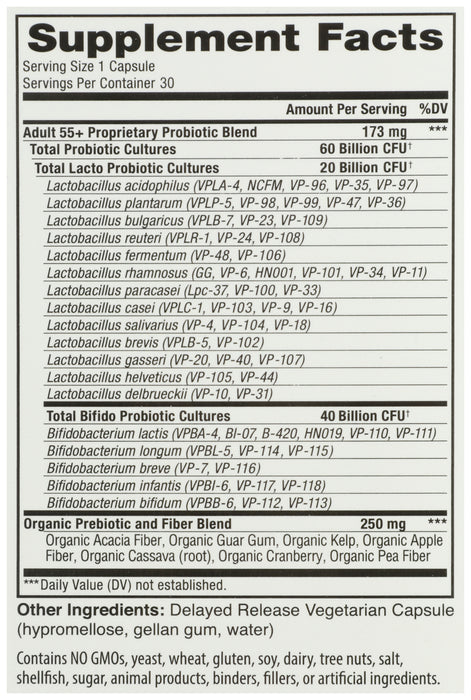 Adult 55+ Daily Probiotic 60B, SS, 30 caps