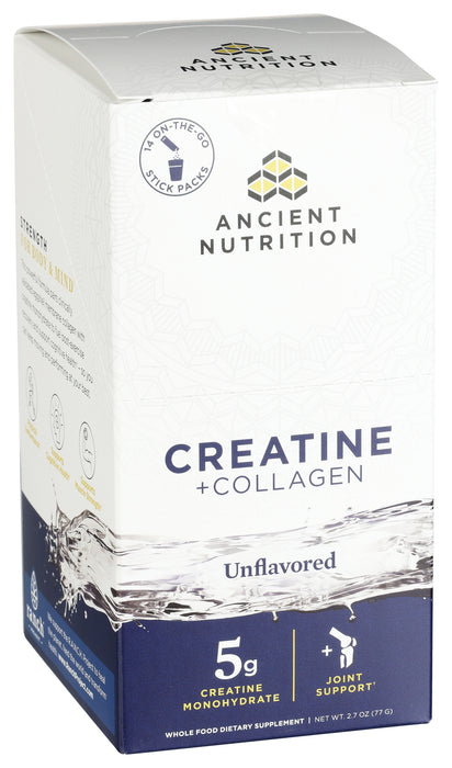 Creatine + Collagen, Unflavored, 2.7 oz/ 14 stick