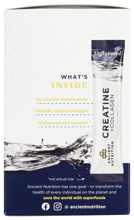 Creatine + Collagen, Unflavored, 2.7 oz/ 14 stick