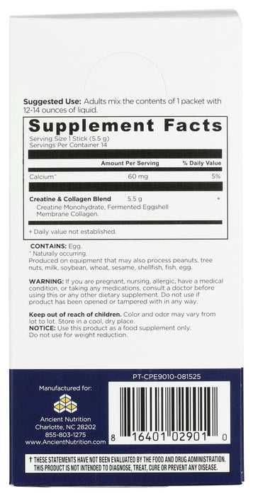 Creatine + Collagen, Unflavored, 2.7 oz/ 14 stick