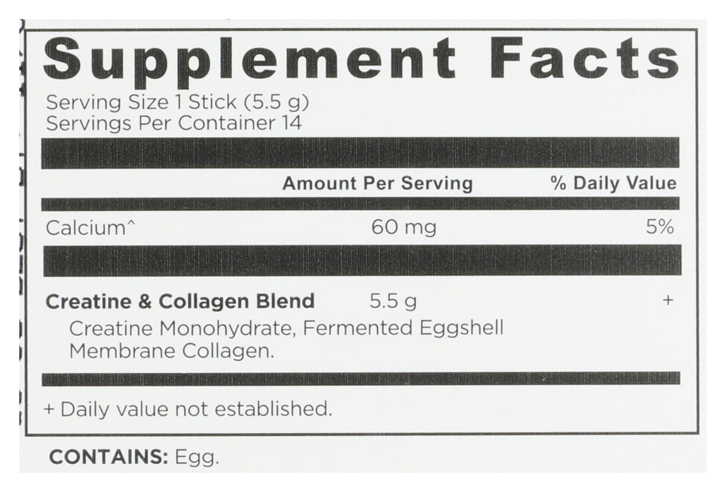 Creatine + Collagen, Unflavored, 2.7 oz/ 14 stick