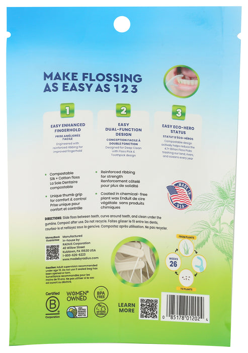 Ecoclean Floss Picks, Mint, 50 ct