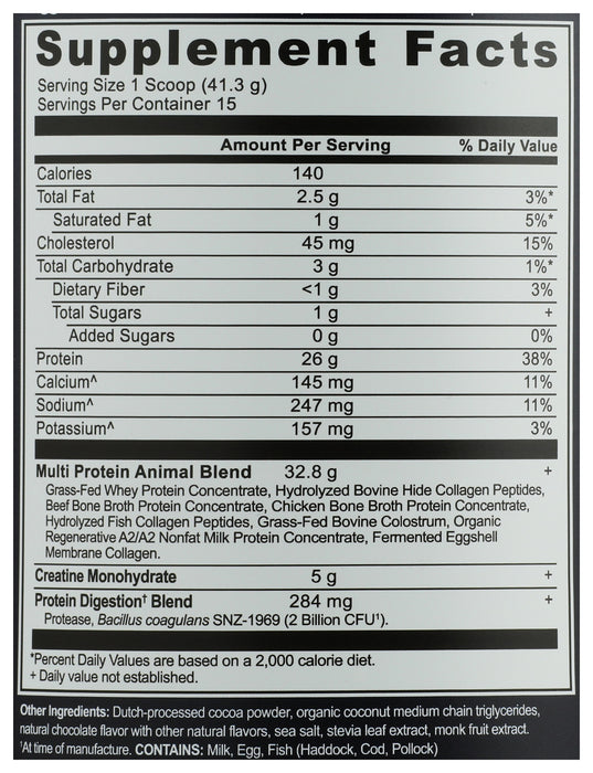 Multi Protein Powder Animal Base + Creatine, Chocolate, 22 oz