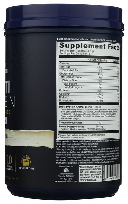 Multi Protein Powder Animal Base + Creatine, Vanilla Bean, 21 oz