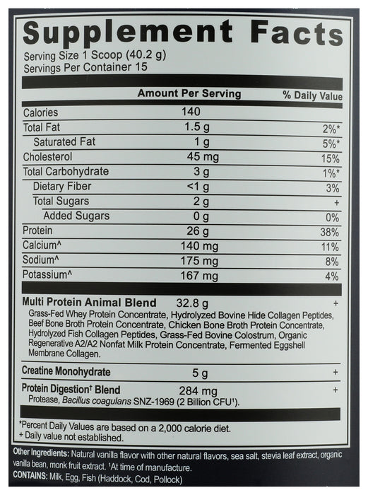 Multi Protein Powder Animal Base + Creatine, Vanilla Bean, 21 oz