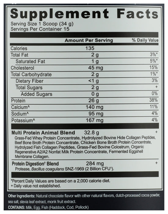 Multi Protein Powder Animal Base, Milk Chocolate, 22 oz/15 serv