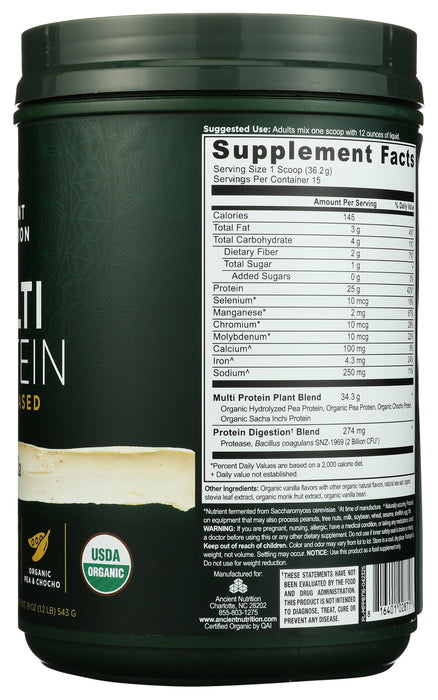 Multi Protein Powder Plant Base, Vanilla, 19 oz / 15 serv