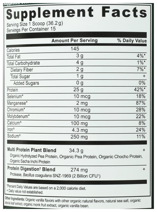 Multi Protein Powder Plant Base, Vanilla, 19 oz / 15 serv