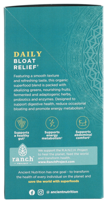 Super Greens Bloat Relief, Unflavored, Org, 4.9 oz / 16 stick