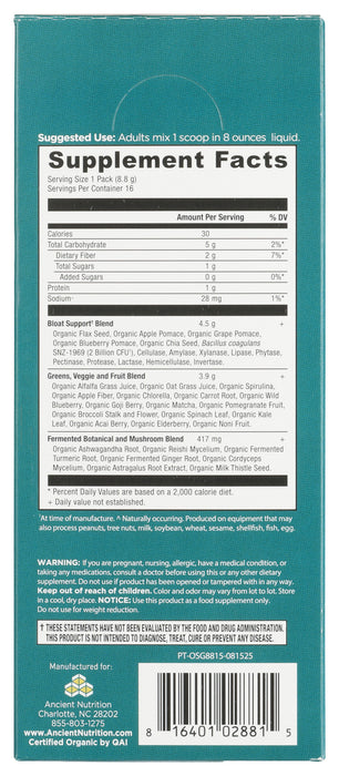 Super Greens Bloat Relief, Unflavored, Org, 4.9 oz / 16 stick