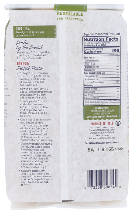 Gemelli Pasta, Durum Semolina, Org, 16 oz