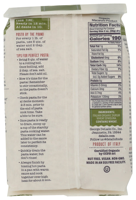 Orzo Pasta, Durum Semolina, Org, 16 oz