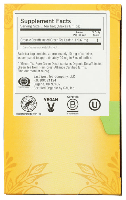 Pure Green Decaf Tea, 16 tbag