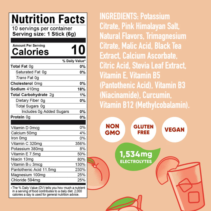 Hydration Curcumin Drink Mix 10 sticks, Peach Tea, 2.1 oz