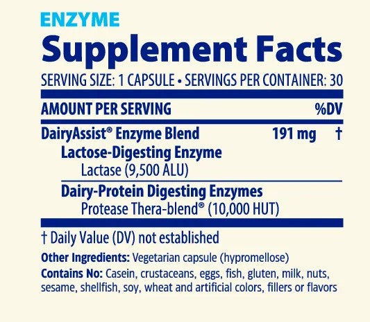 Dinner Duo: Enzymes + Probiotics, Dairy Control, 30 vcap