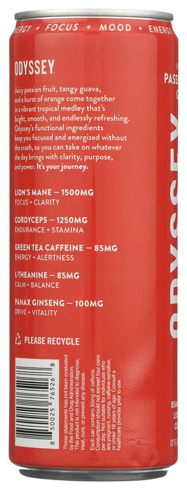 Sparkling Mushroom Elixir, Passionfruit Orange, 12 fl oz