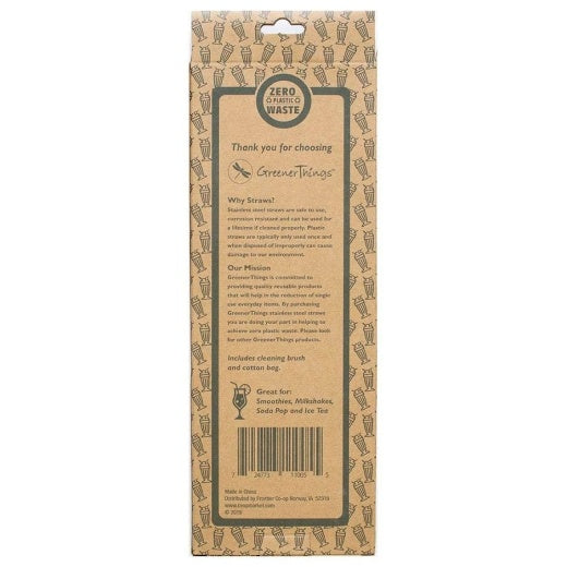 Stainless Steel Straight Straws w/ Brush, 4 ct