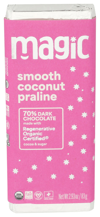 Coconut Praline 70% Dark Chocolate Bar, Reg Org, 2.93 oz