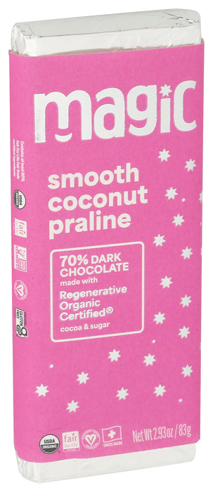 Coconut Praline 70% Dark Chocolate Bar, Reg Org, 2.93 oz