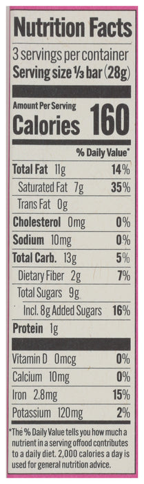 Coconut Praline 70% Dark Chocolate Bar, Reg Org, 2.93 oz