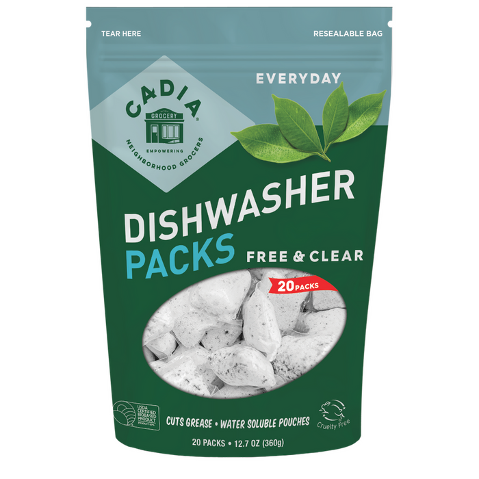 Dishwasher Packs, Free & Clear, 20 pk