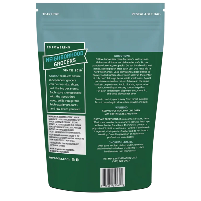 Dishwasher Packs, Free & Clear, 20 pk