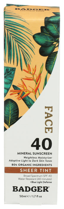 Face Mineral Sunscreen SPF40 Sheer Tint, 1.7 fl oz