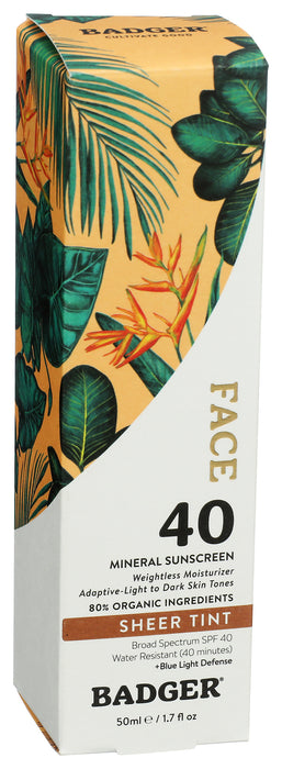 Face Mineral Sunscreen SPF40 Sheer Tint, 1.7 fl oz