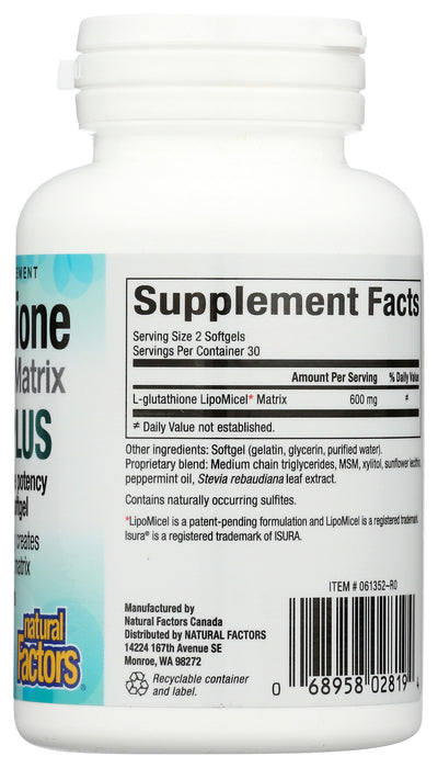 Glutathione LipoMicel Matrix 300mg, 60 sgel