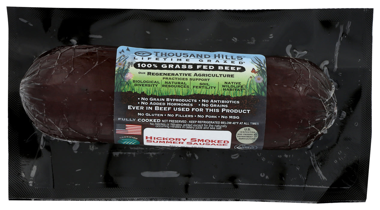 Hickory Smoked Summer Beef Sausage, Grassfed, 10 oz