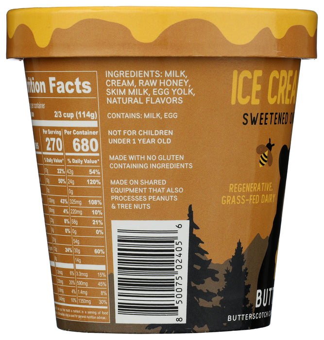 Ice Cream Sweetened with Honey, Butterscotch Caramel, 14 fl oz