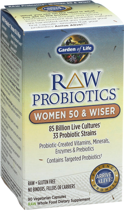 Raw Probiotics, Women 50 and Wiser, 90 cap