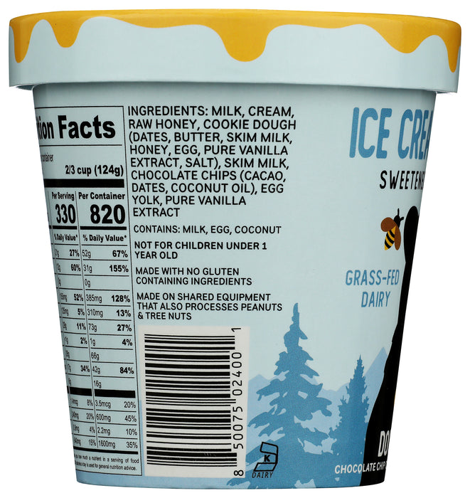 Ice Cream Sweetened with Honey, Cookies Dough, 14 fl oz