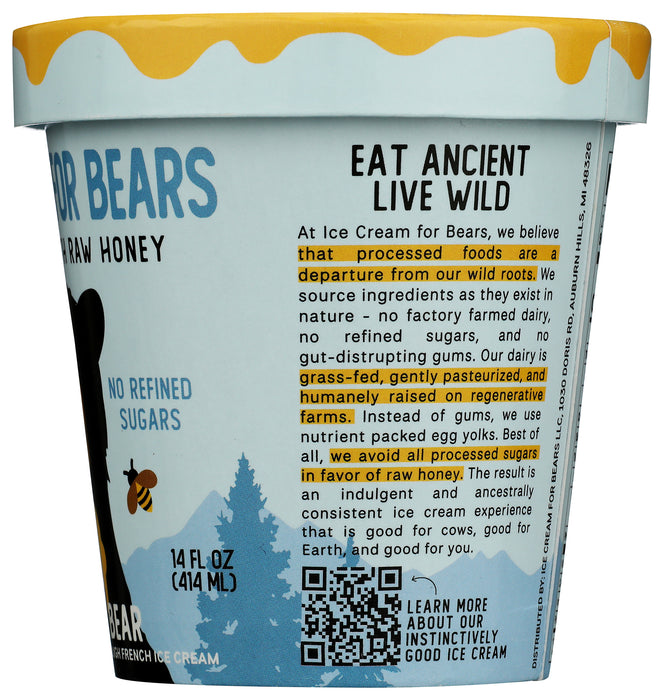 Ice Cream Sweetened with Honey, Cookies Dough, 14 fl oz