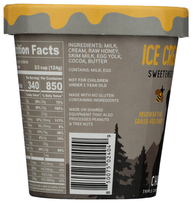 Ice Cream Sweetened with Honey, Triple Chocolate, 14 fl oz