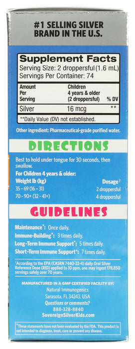 Kids Silver Hydrosol, Dropper, 4 fl oz