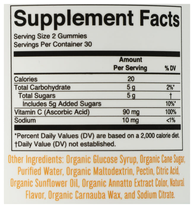 Kids Vitamin C Gummies, Orange, Org, 60 gummy
