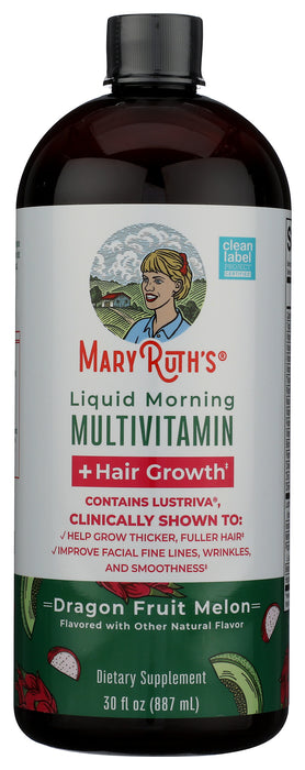 Morning Multivitamin + Hair Growth, Dragon Fruit Melon, 30 fl oz