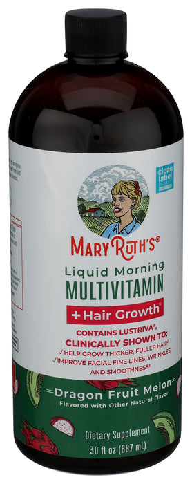 Morning Multivitamin + Hair Growth, Dragon Fruit Melon, 30 fl oz