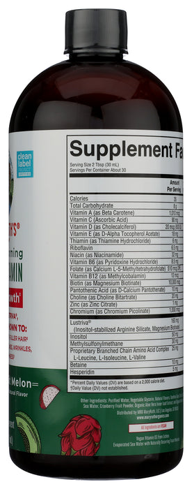 Morning Multivitamin + Hair Growth, Dragon Fruit Melon, 30 fl oz